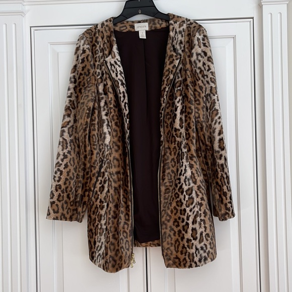 Chicos faux leopard jacket size 1 - Picture 2 of 7